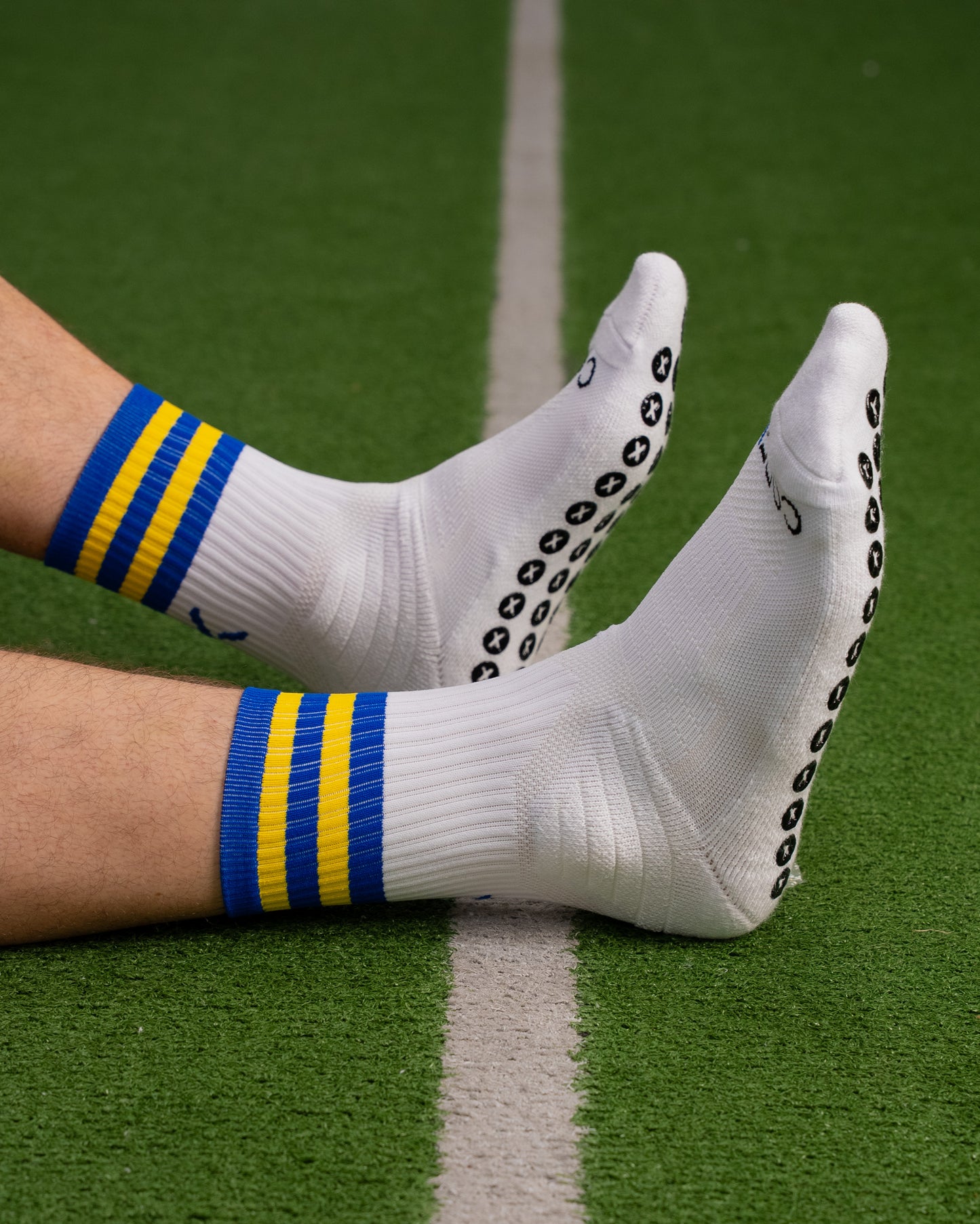 Royal Blue & Amber - White | Elite Grip Socks