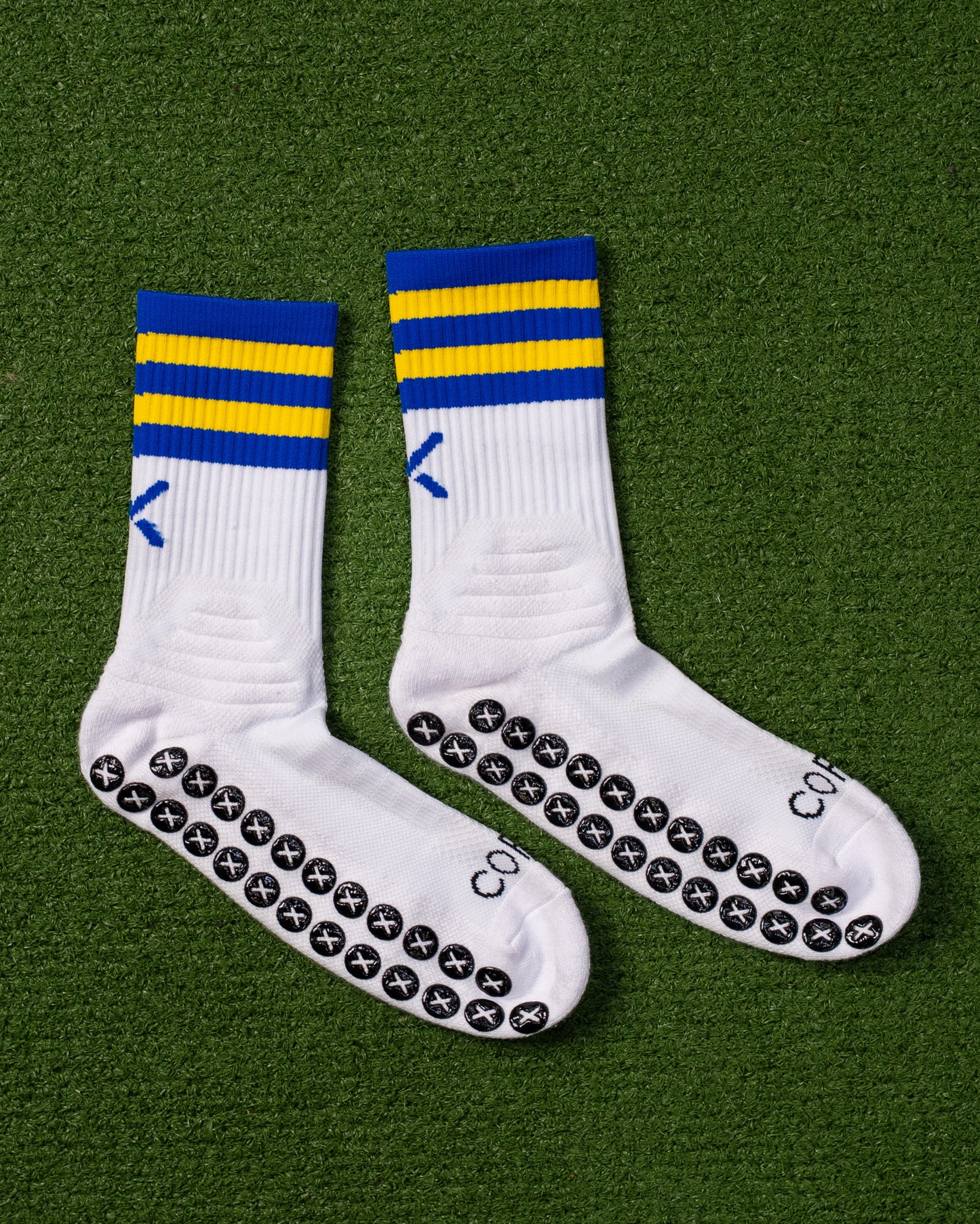 Royal Blue & Amber - White | Elite Grip Socks