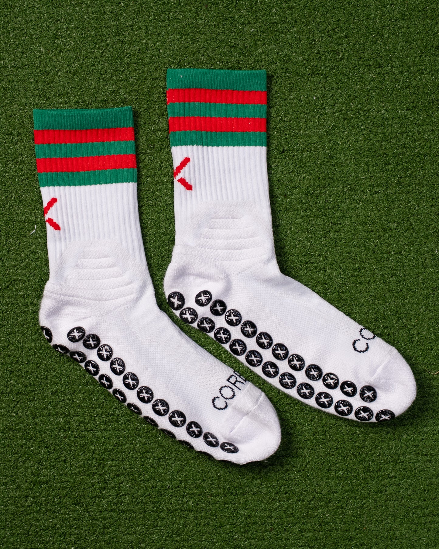 Green & Red - White | Elite Grip Socks
