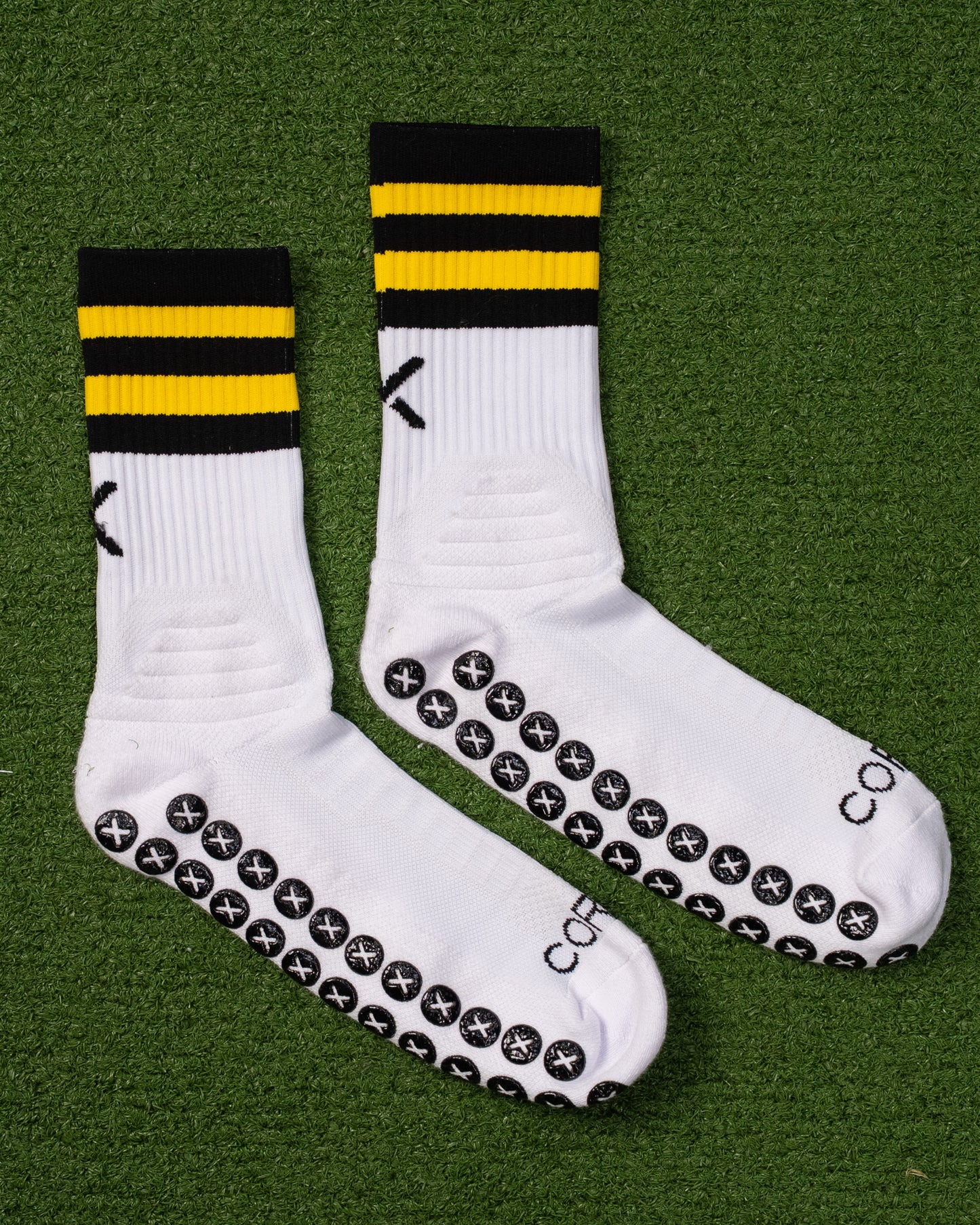 Black & Amber - White | Elite Grip Socks