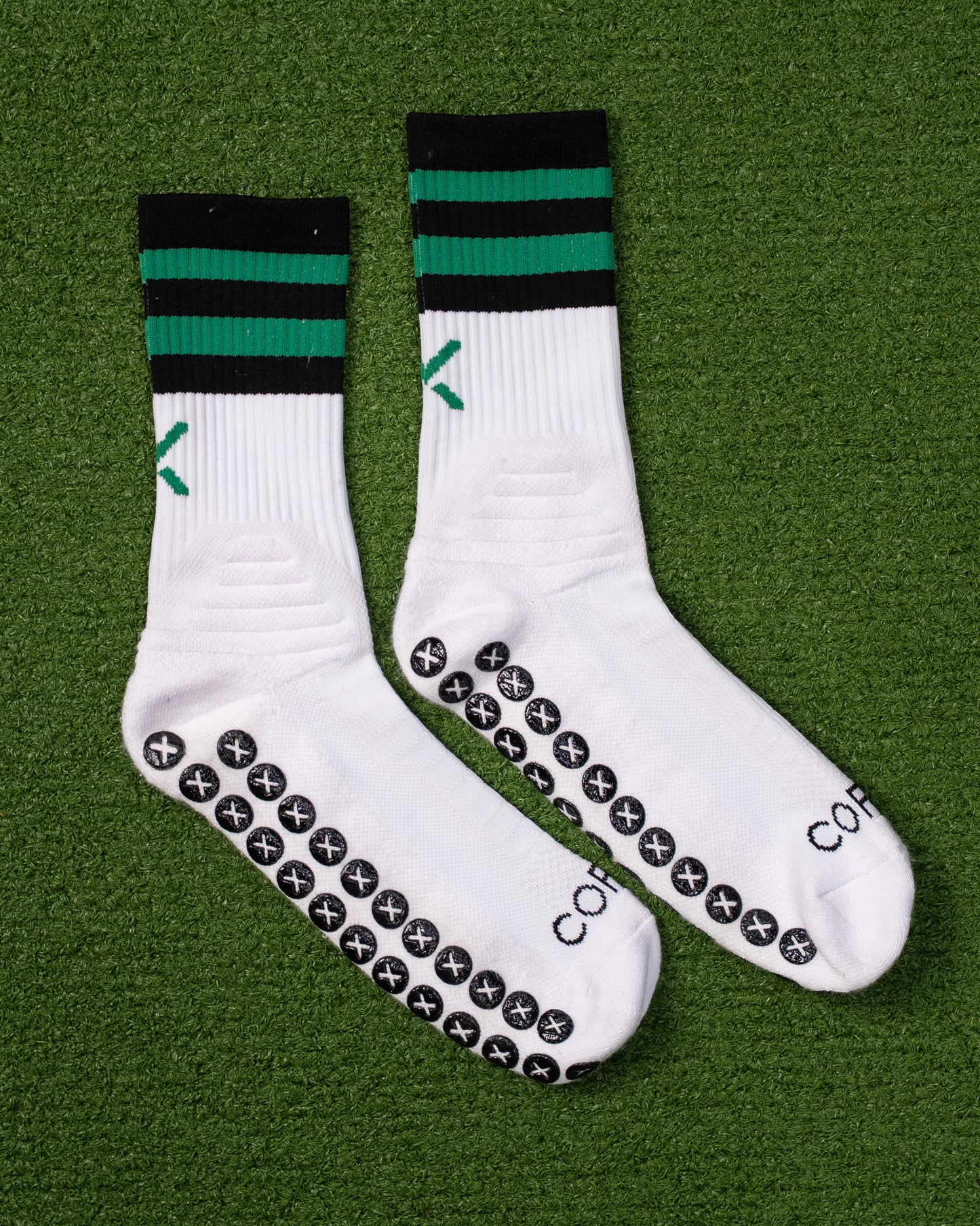 Green & Black - White | Elite Grip Socks