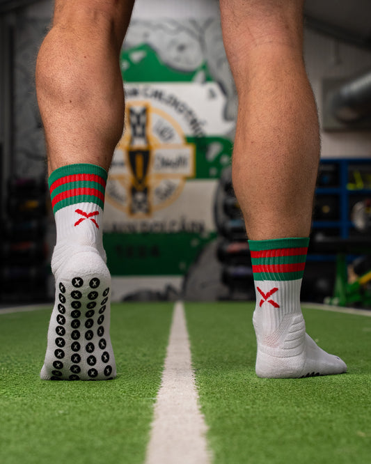 Green & Red - White | Elite Grip Socks