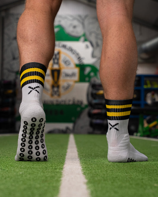 Black & Amber - White | Elite Grip Socks