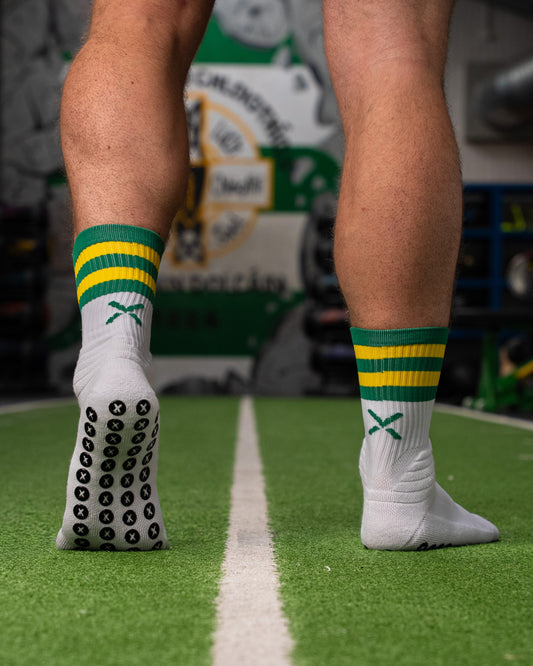 Green & Gold - White | Elite Grip Socks