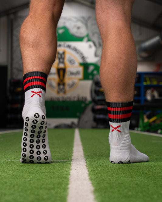 Black & Red - White | Elite Grip Socks